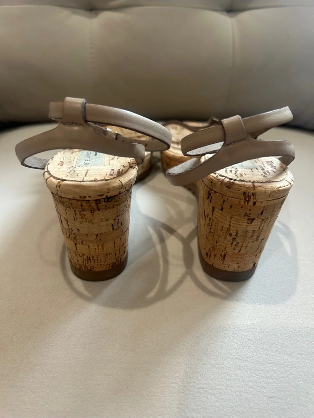 Stella McCartney Taupe Strappy Cork Wedge Sandals